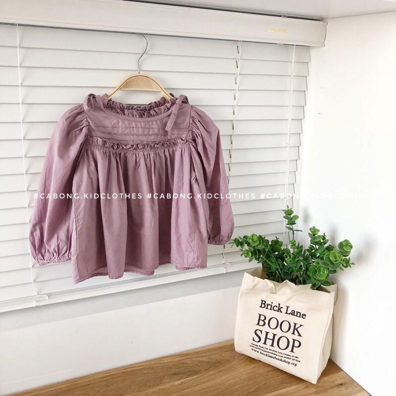 ÁO SƠ MI BÉ GÁI CỔ BÈO NHÚN