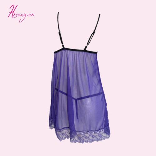 HISEXY Set Áo Khoác, Đầm Ngủ Ren Voan Lưới Có Quần Chip Mặc Nhà