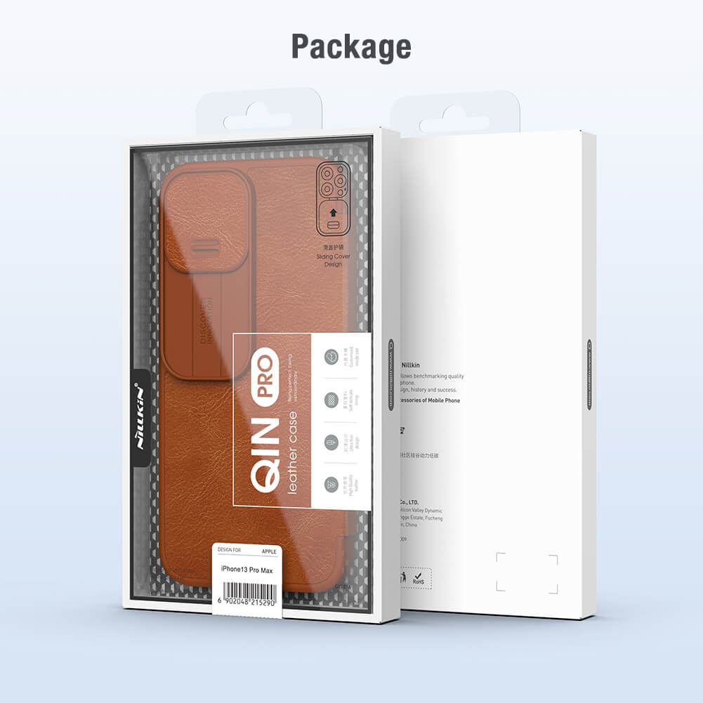 Case bao da chống sốc cho iPhone 13 Pro Max trang bị nắp bảo vệ Camera hiệu Nillkin Qin Pro - hàng nhập khẩu