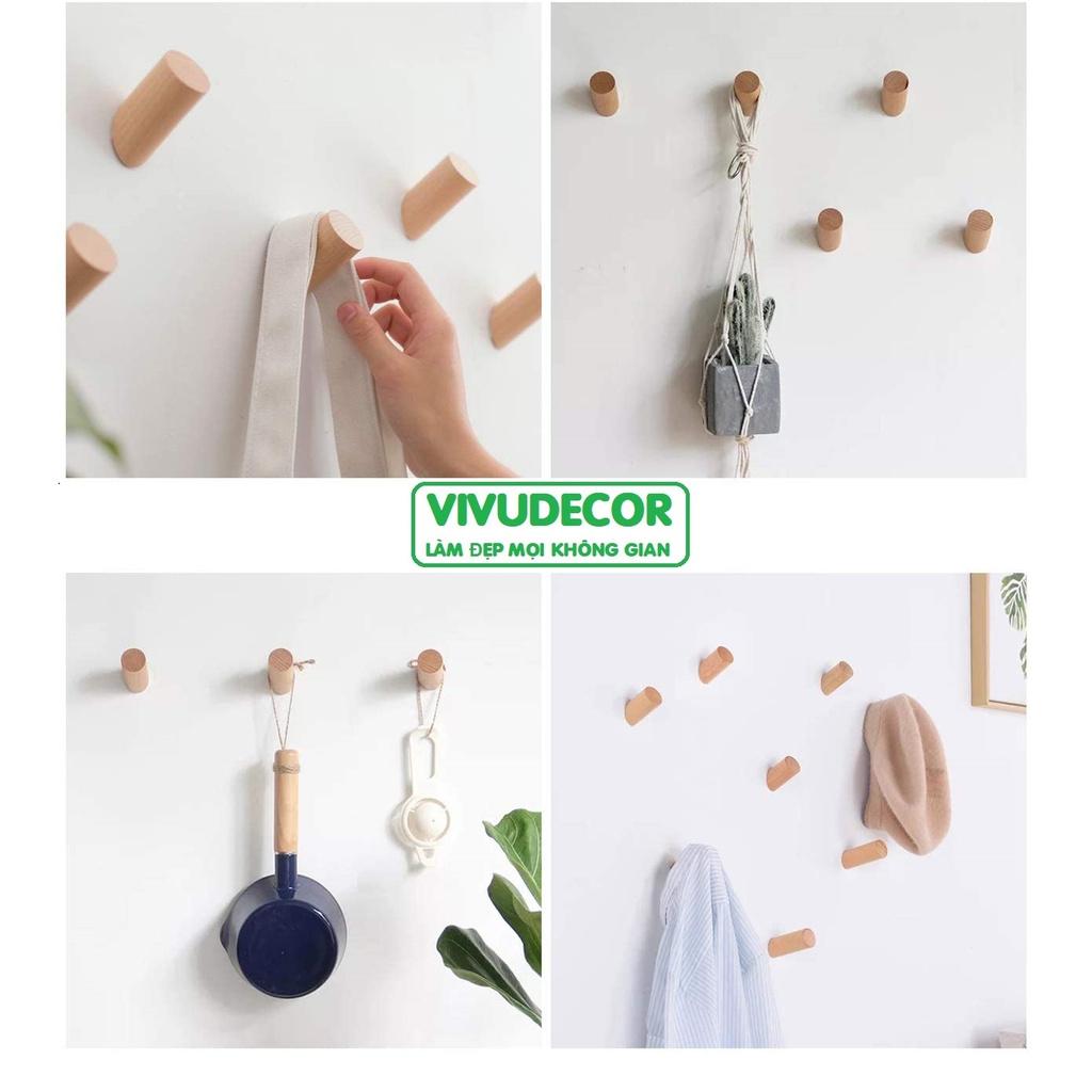 Móc Gỗ Treo Tường Vivudecor Đa Năng Siêu Chịu Lực, Móc Treo Đồ Dùng Trong Nhà Tắm, Nhà Bếp, Cánh Cửa.