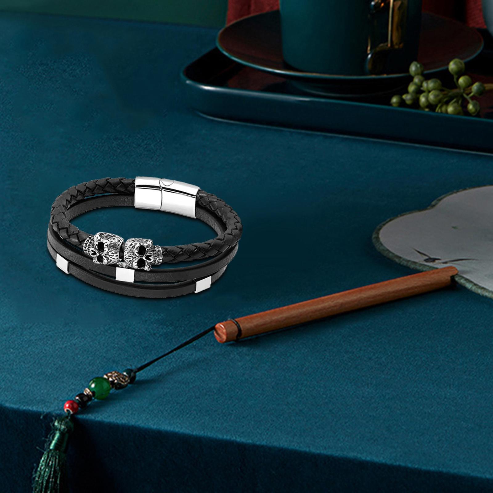 Punk Bracelet Titanium PU Leather