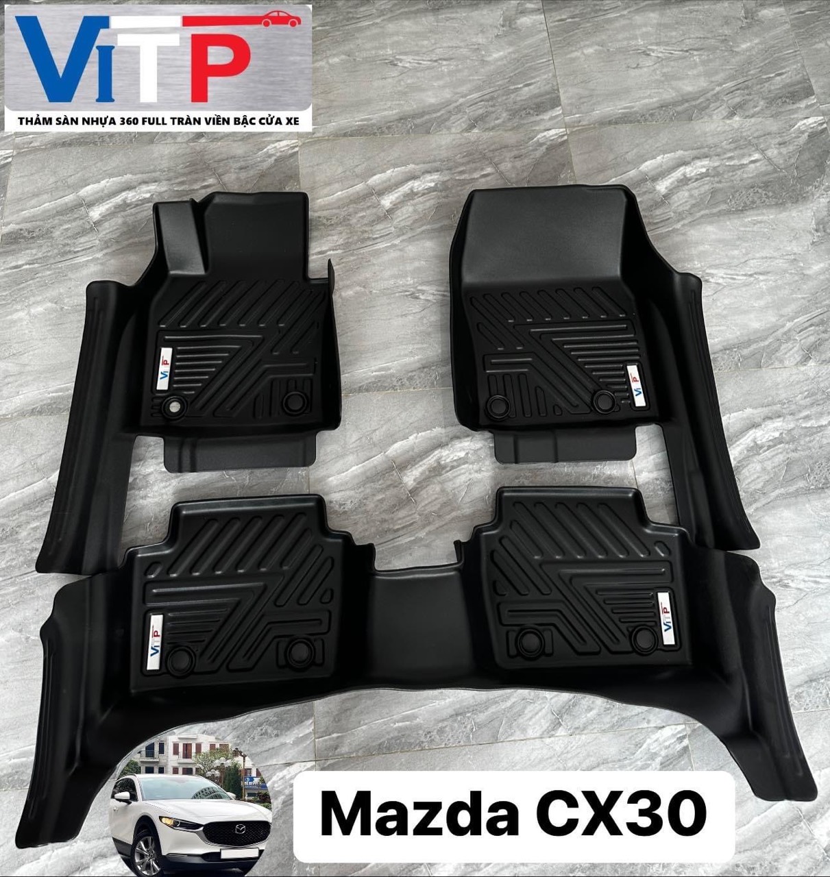 Thảm sàn ViTP Nhựa 360 Full Tràn Viền Bậc Cửa Xe Mazda CX30
