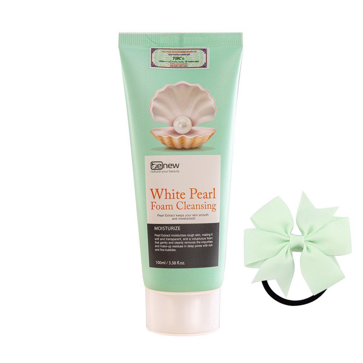 Sữa rửa mặt Ngọc Trai Benew White Pearl Foam Cleansing ( 100ml ) [ tặng dây cột tóc nơ - màu ngẫu nhiên ]