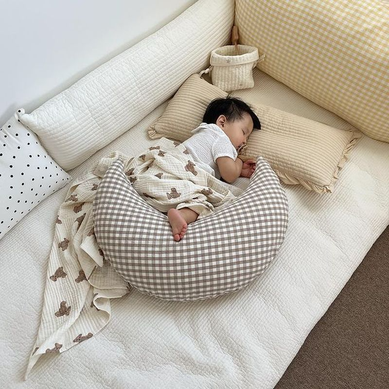 Nguyên Chất Cotton Kẻ Sọc Giường Cho Bé Ốp Lưng Nhà Phòng Ngủ Ghế Sofa Đệm Sơ Sinh Cho Bé Ngủ Tròn Dài Gối - one