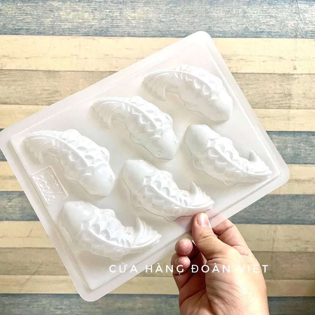 Khuôn rau câu, khuôn nhấn xôi, bánh tổ …. . Hình cá chép siêu sắc nét, C. Liệu nhựa dày - Bộ 6 khuôn. Chuyên phục vụ Sp