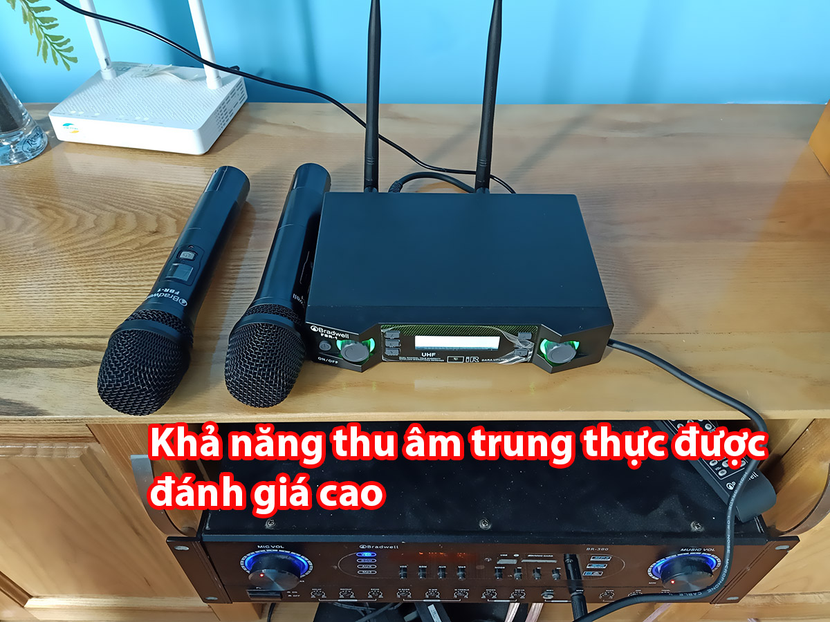 Bộ 2 micro không dây bluetooth Bradwell FBR1 _Hàng chính hãng