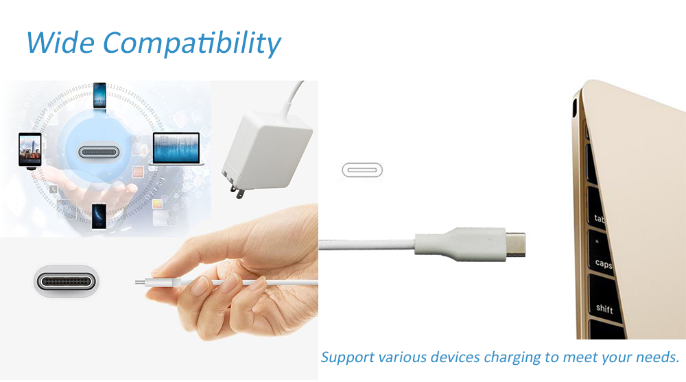 Bộ Đổi Nguồn AC DC 100v-240v 1.5a 65w Bộ Sạc USB Loại C Cho Đầu Cắm Macbook / XIaomi / Huawei Us