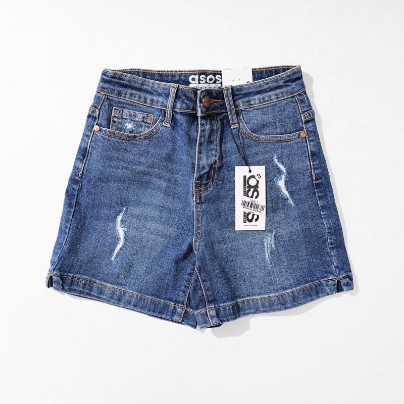 Quần short jean nữ rách nhẹ lưng cao chất co giãn thoải mái