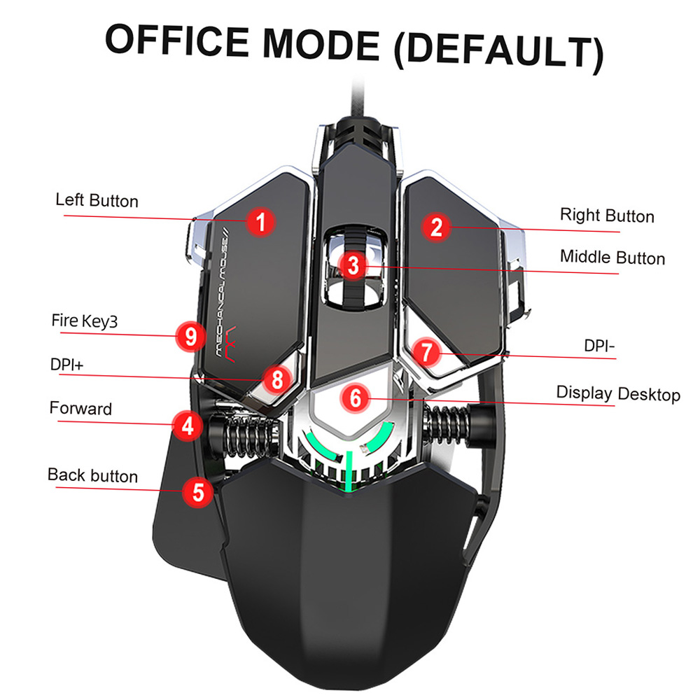 HXSJ V200+J600 Combo Wired Gaming Mouse 9-key Macro Programming Mice & Switch One-handed Mechanical