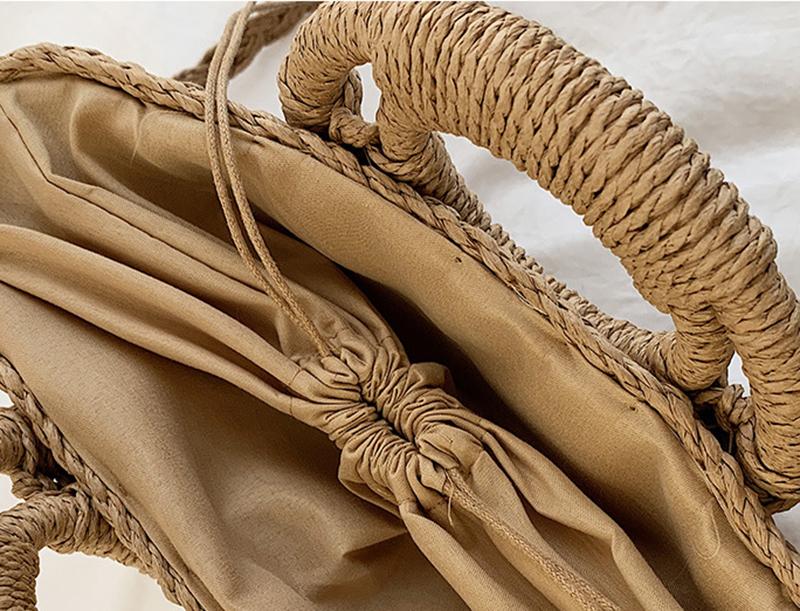 Phụ Nữ Mùa Hè Ống Hút Túi Xách Đi Biển Thủ Công Thời Raffia Vòng Tròn Mây Túi Bohemian Giày Đan Giỏ Túi