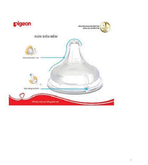 Núm vú Pigeon Cổ rộng silicone siêu mềm Plus Pigeon 2 Cái/Vỉ (Mới) SIZE S