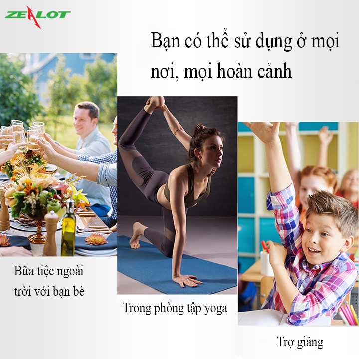 Loa bluetooth Zealot không dây di dộng ngoài trời hàng chính hãng âm siêu trầm nghe nhạc cực hay, tích hợp đèn pin siêu sáng