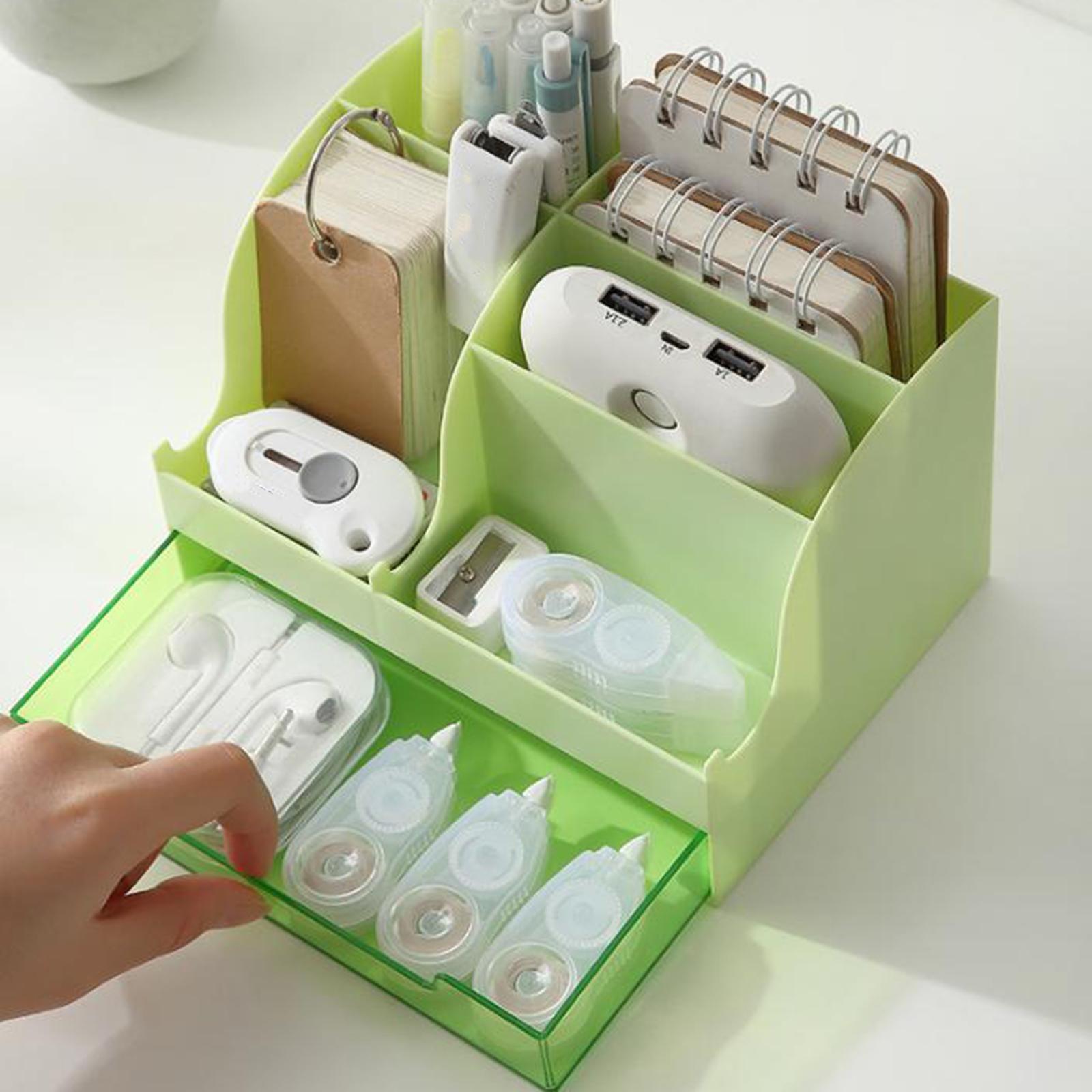 Desktop Cosmetic Storage Box Organizer with Drawer for Dresser Bedroom
