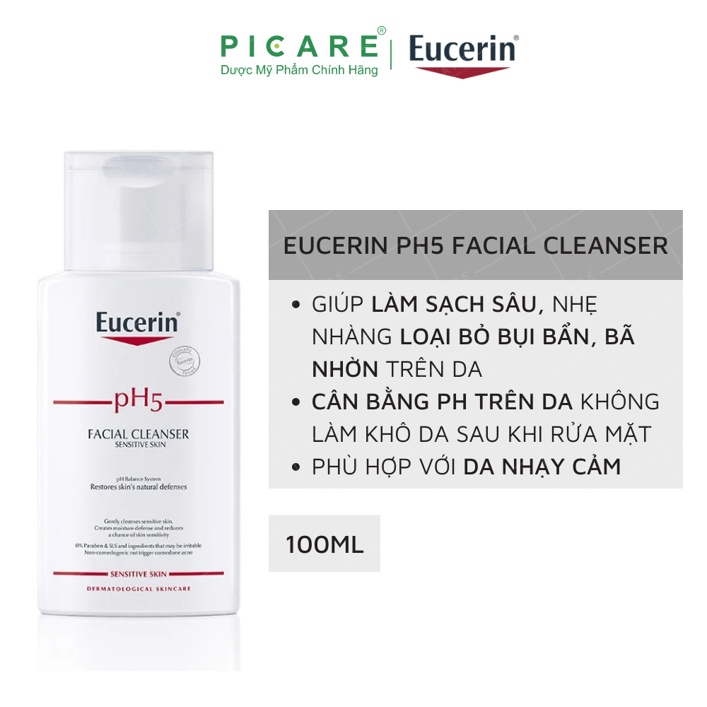 Sữa rửa mặt không gây kích ứng cho da nhạy cảm Eucerin pH5 Facial Cleanser 100ml