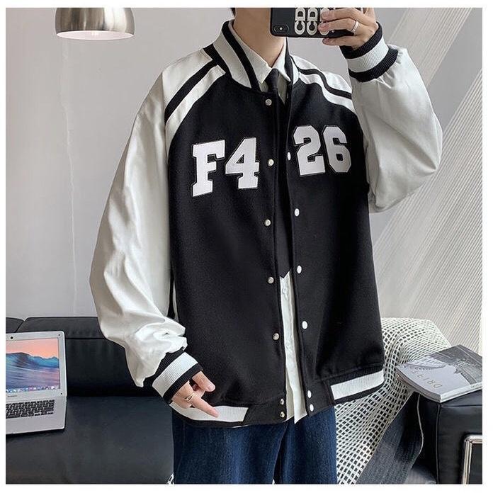 Áo Khoác Bomber Jackets Varsity IN Chữ Chất Da Lộn Lót Dù Form Rộng Basic Nam Nữ Unisex Couple Ulzzang