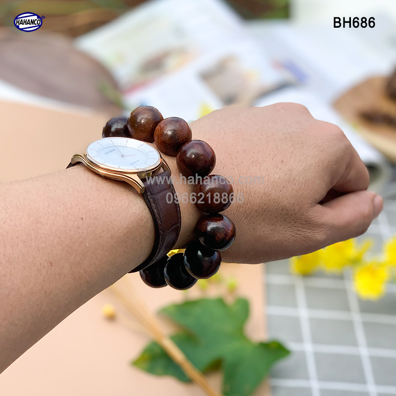 Vòng gỗ Trắc nhẵn bóng tự nhiên (Đủ size) bình an và may mắn (BH686) bền vĩnh viễn - Bracelets of HAHANCO