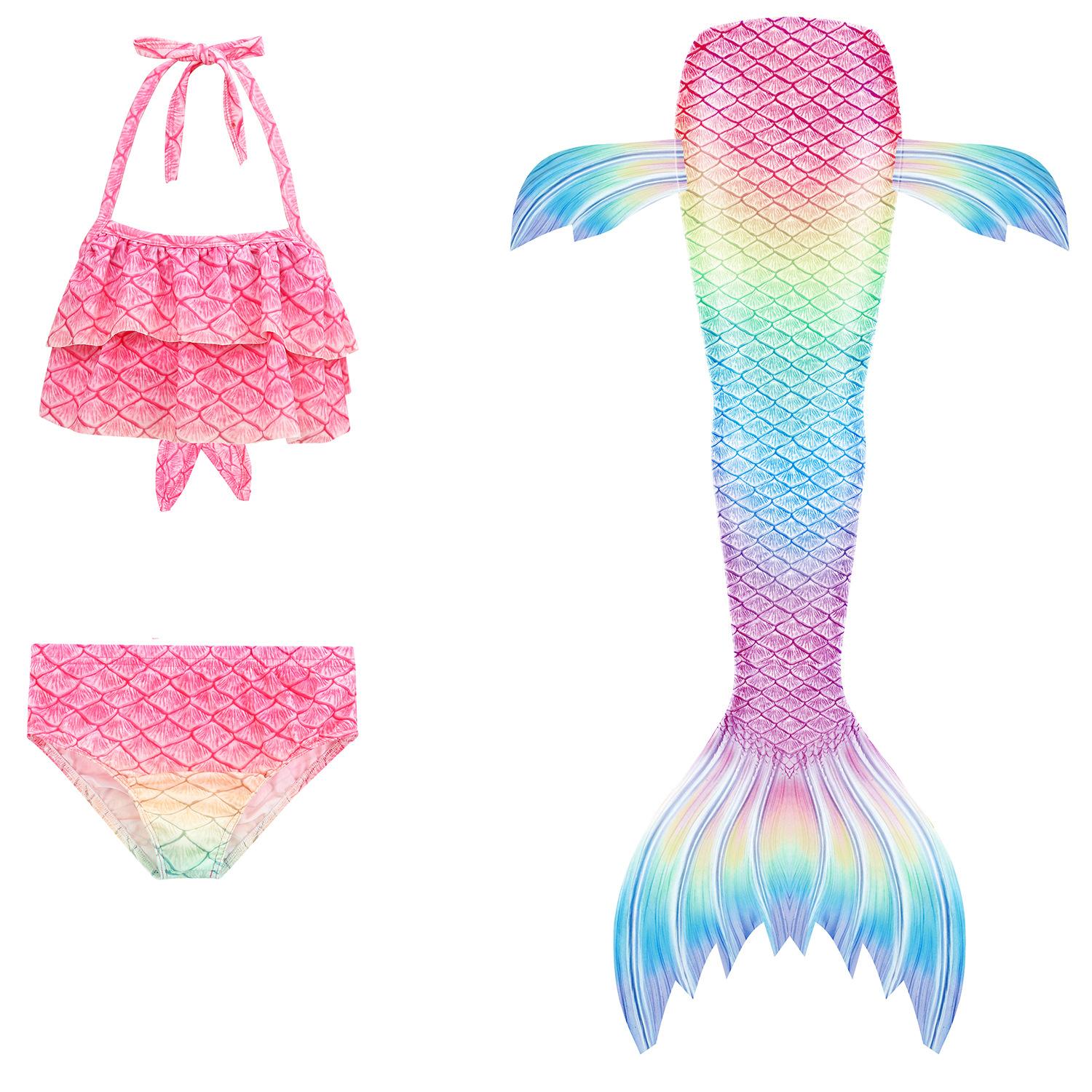 Trẻ Em Bé Gái Ba Bộ Nàng Tiên Cá Đuôi Đồ Bơi Bikini Trẻ Em Hot MÙA HÈ Đồ Bơi Cho Đảng Trang Phục Hóa Trang