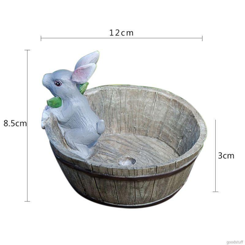 Mô hình chậu cây với trang trí kiểu phong cảnh, chú thỏ