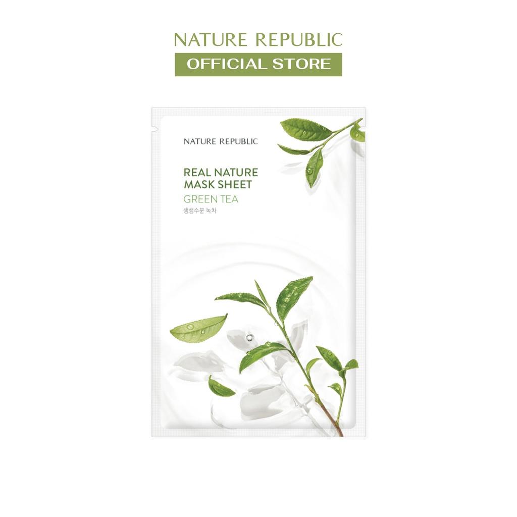 Nature Republic Mặt nạ giấy dưỡng ẩm, ngăn ngừa mụn cho da Real Nature Green Tea Mask Sheet 23ml