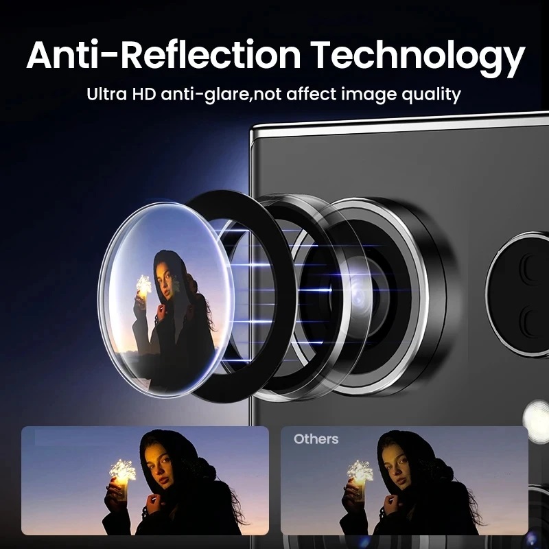 Tấm dán kính cường lực Camera cho Samsung Galaxy S22 Ultra / S23 Ultra / S24 Ultra hiệu HOTCASE KUZOOM AR - công nghệ kế dính tự động, mặt kính AGC sắc nét với độ cứng 9H, trang bị khung tự dán dễ dàng tự dán ở nhà - Hàng nhập khẩu