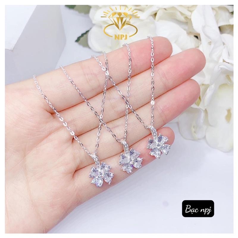 Dây chuyền cỏ 4 lá đính đá, Vòng cổ nữ Bạc Ta ️ XINH XẮN ️ giá tận xưởng- Bạc Npj