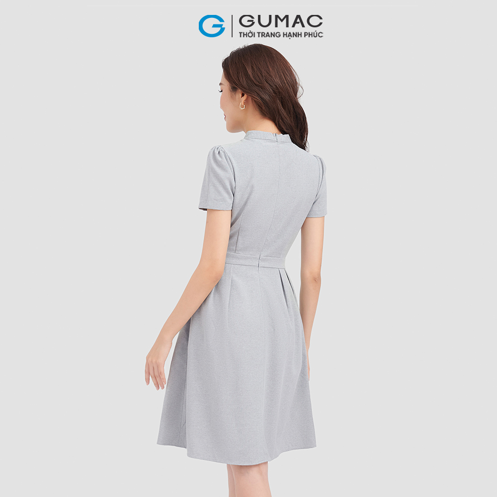 Đầm form A dáng xòe GUMAC DC09070 phối nơ thêu thanh lịch
