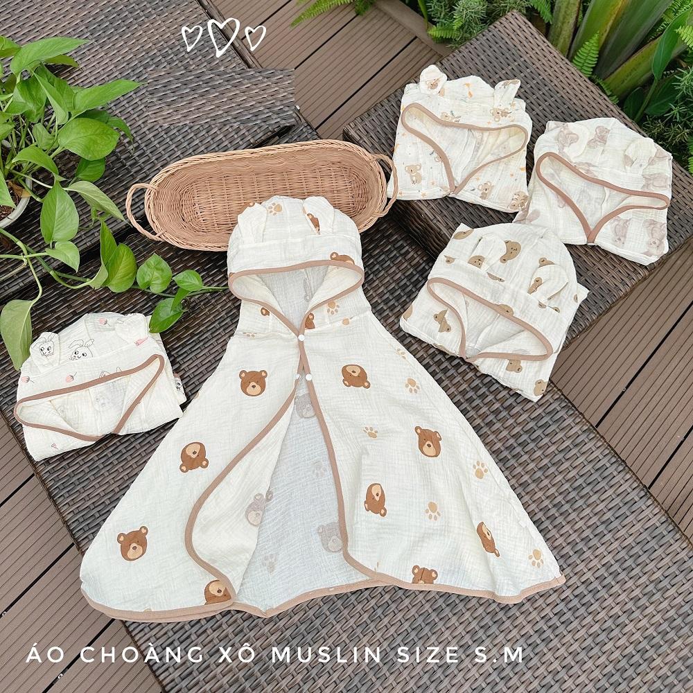 Áo choàng xô muslin tránh gió, tránh nắng mềm mại cho bé