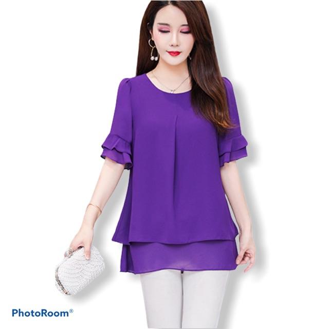 Áo voan tím hai lớp cao cấp BT32-0820