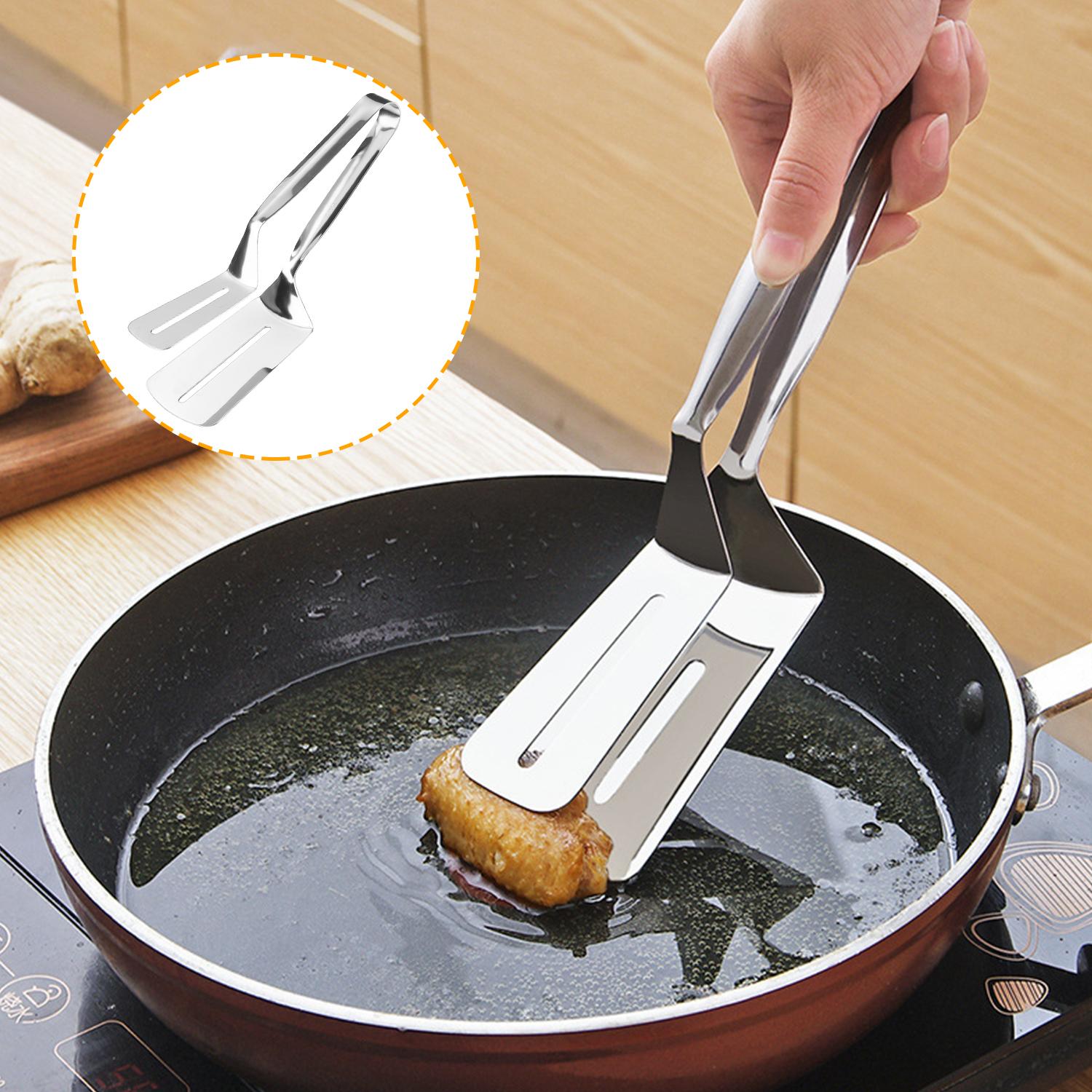 Dụng cụ kẹp và lật thịt cá, xẻng chiên cá bằng thép không gỉ 304 cứng cáp và bền