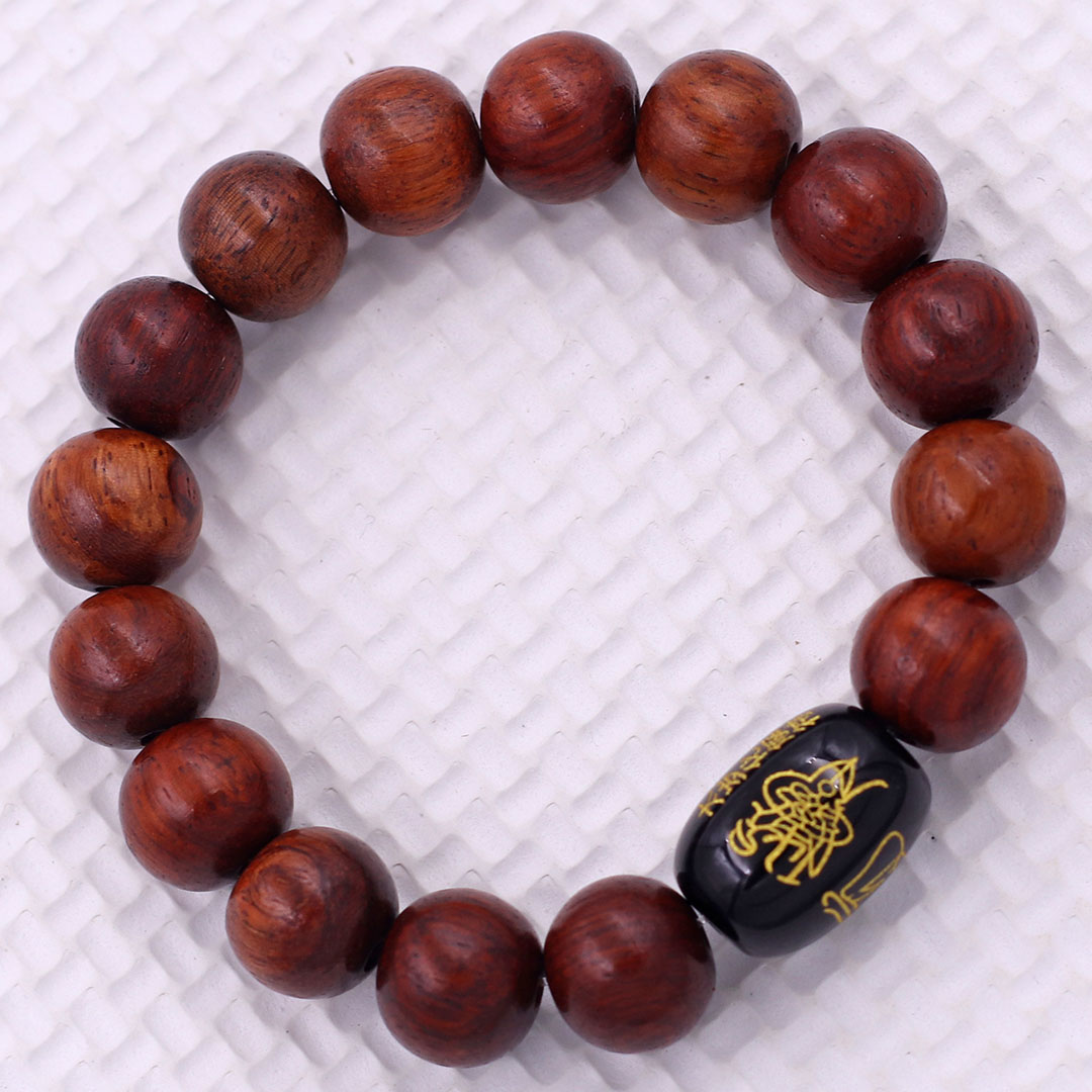 Vòng chuỗi đeo tay gỗ đỏ 10 ly charm hạt giải thái tuế phù, vòng chuỗi phong thủy, giải năm hạn thái tuế