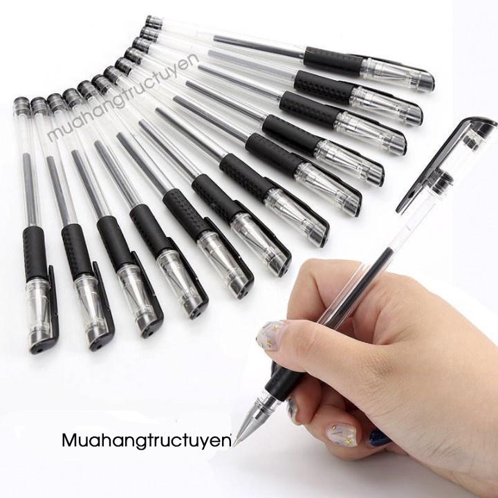 Set 10 cây Bút Bi mực Nước 0.5mm cao cấp - Mực Xanh, Đỏ, Đen