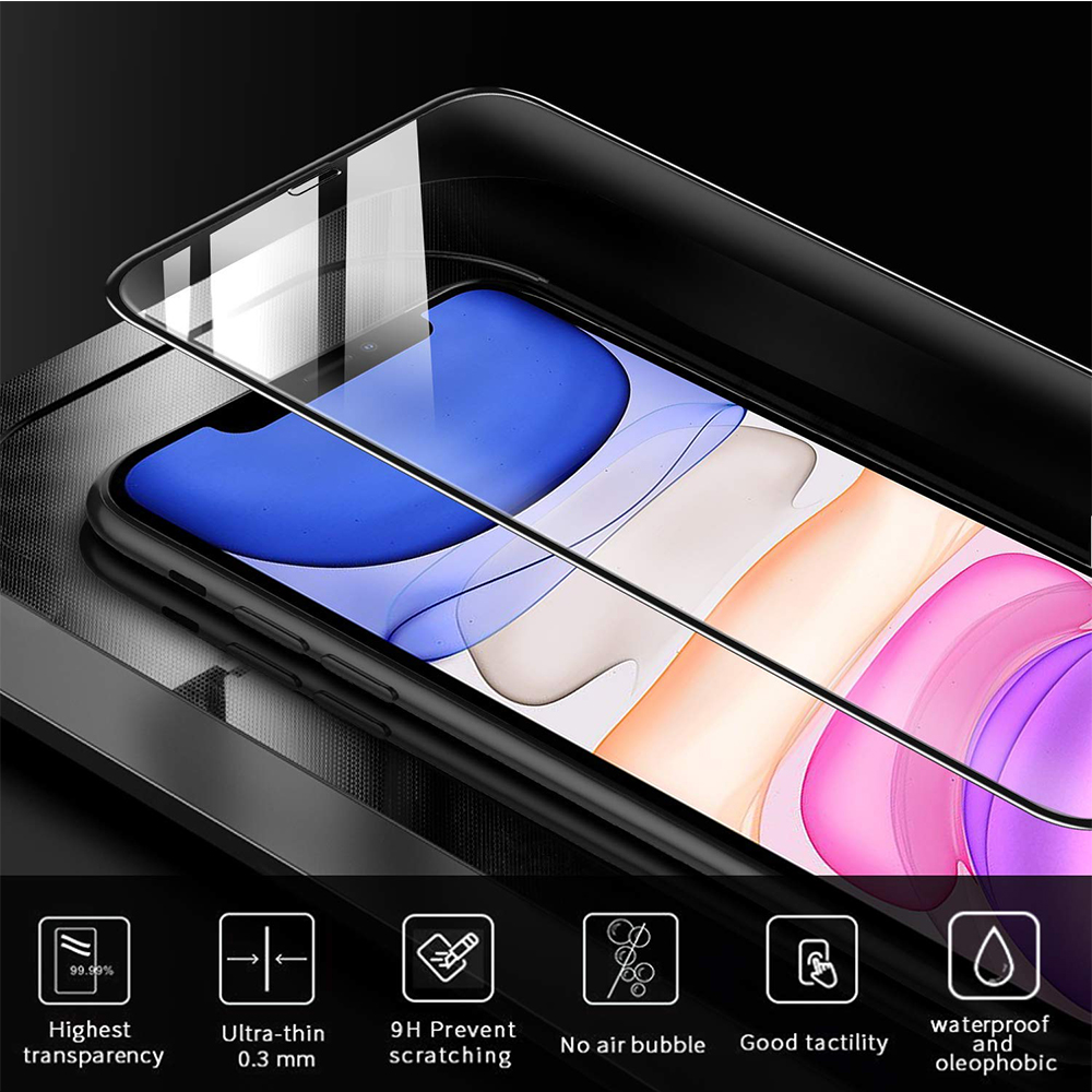 Miếng Dán Kính Cường Lực Cho Iphone 11 Pro Max - Màu Đen - Full Màn Hình - Hàng Chính Hãng