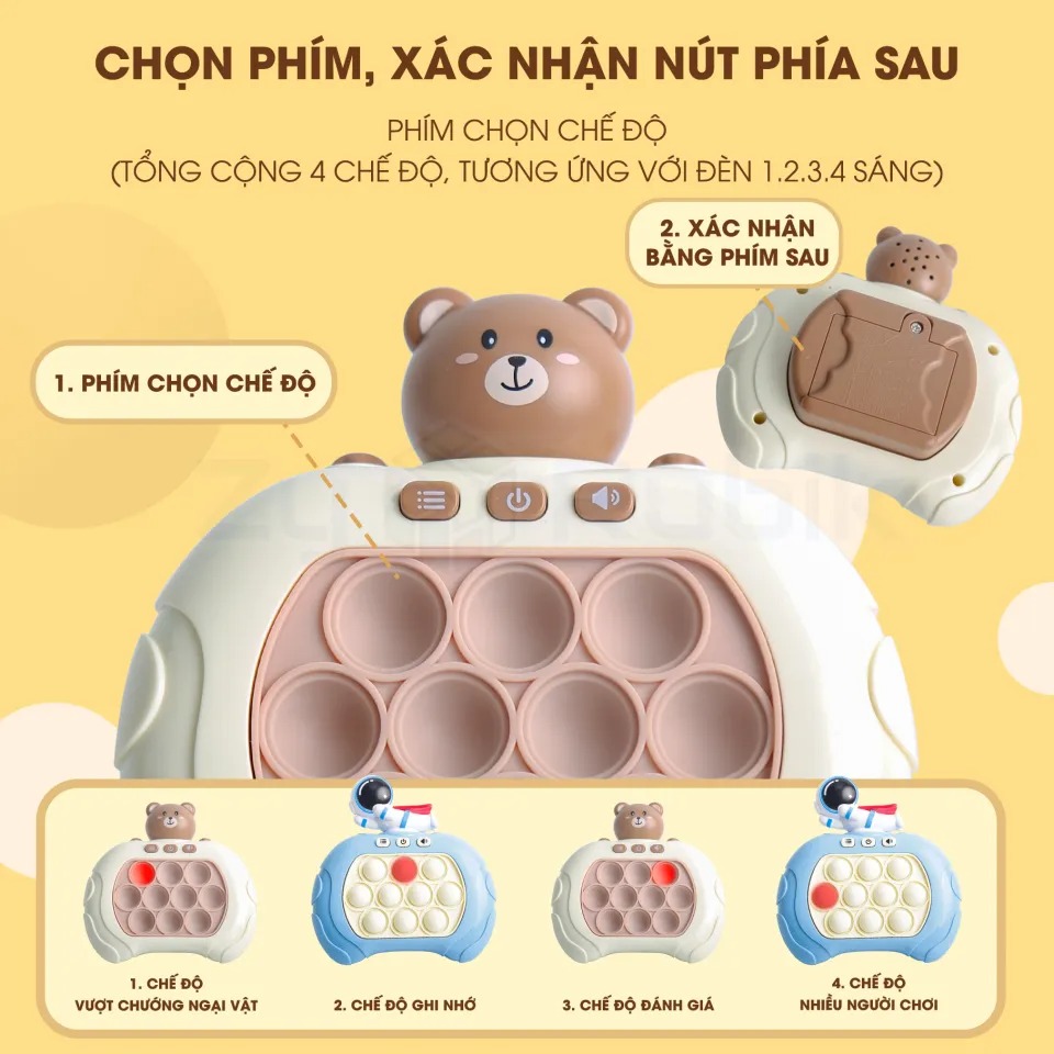 Đồ chơi Pop it thế hệ mới - máy điện tử chơi game Pop it giải trí bấm nút theo đèn nhạc