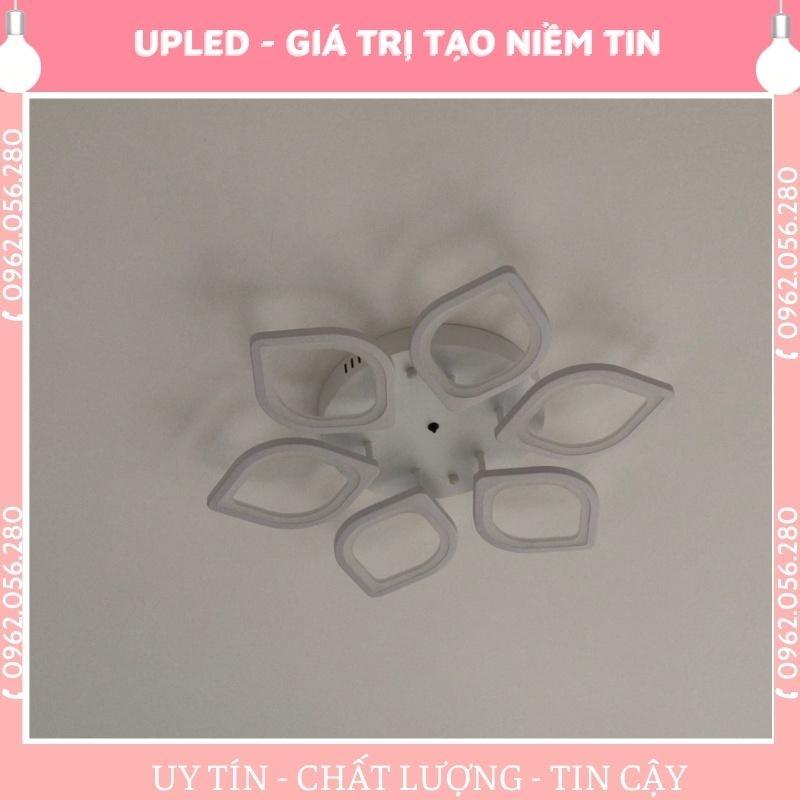 Đèn ốp trần cao cấp hình hoa sen bảo hành đổi mới, đèn trang trí phòng khách mica 6 cánh tặng điều khiển từ xa - Upled