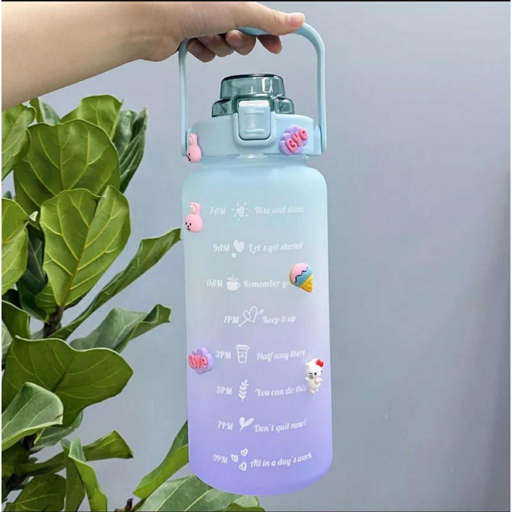 Bình Nước 2 Lít Có Hẹn Giờ Uống Nước Siêu Dể Thương Cho Bé Đi Học Có Tặng Sticker Chất Liệu An Toàn