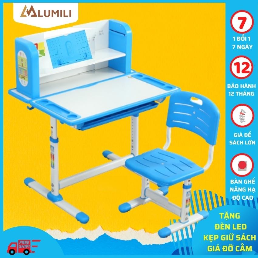 Bộ bàn học chống gù chống cận bàn học thông minh lumili R12 có giá sách size 80cm