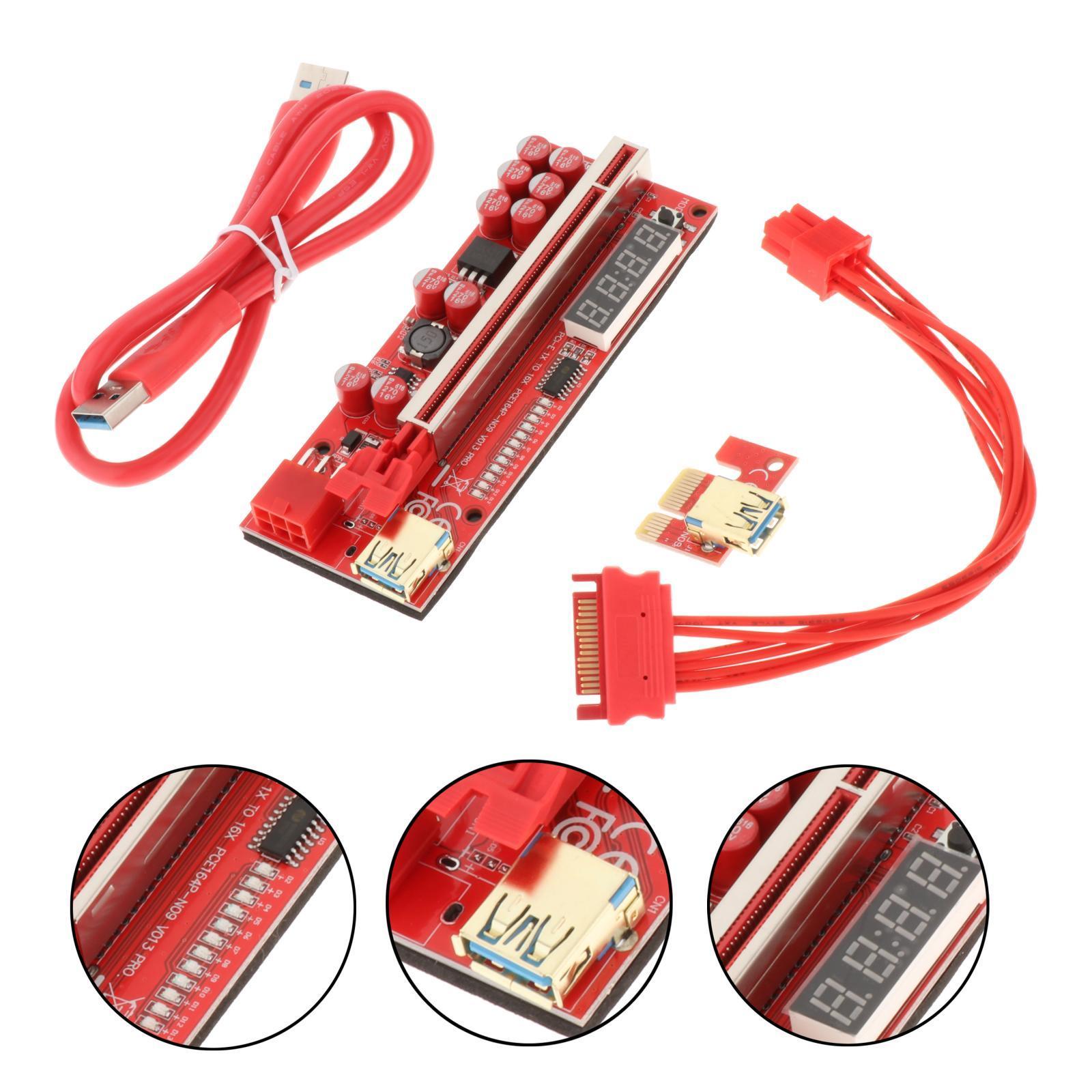 PCIe Riser 1x-16x USB 3.0 Cable Coin  PCIe Express 6Pin for Win7