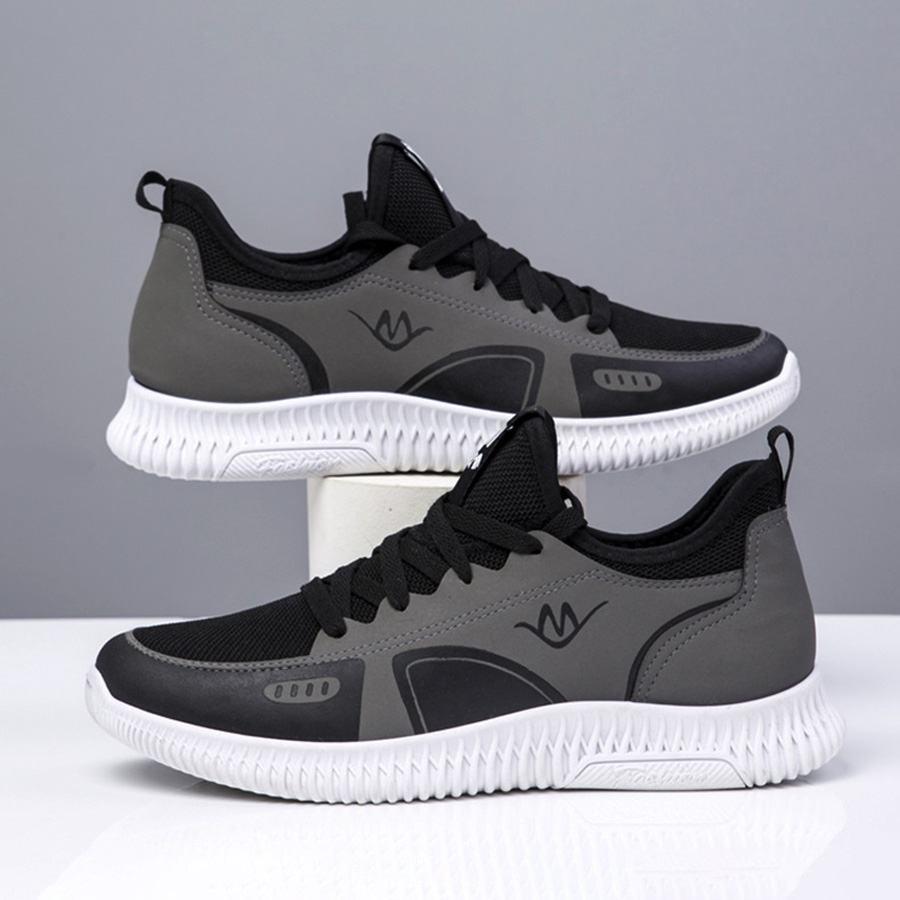 Giày Thể Thao Nam, Sneaker Da Phối Lưới Siêu Nhẹ, Đế Cao Su Non Siêu Mềm, Êm Chân BN0135