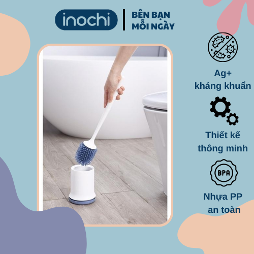 Chổi cọ vệ sinh toilet/ bồn cầu đầu silicon Kirei có miếng dán, tiện lợi, chính hãng inochi, tiêu chuẩn nhật bản