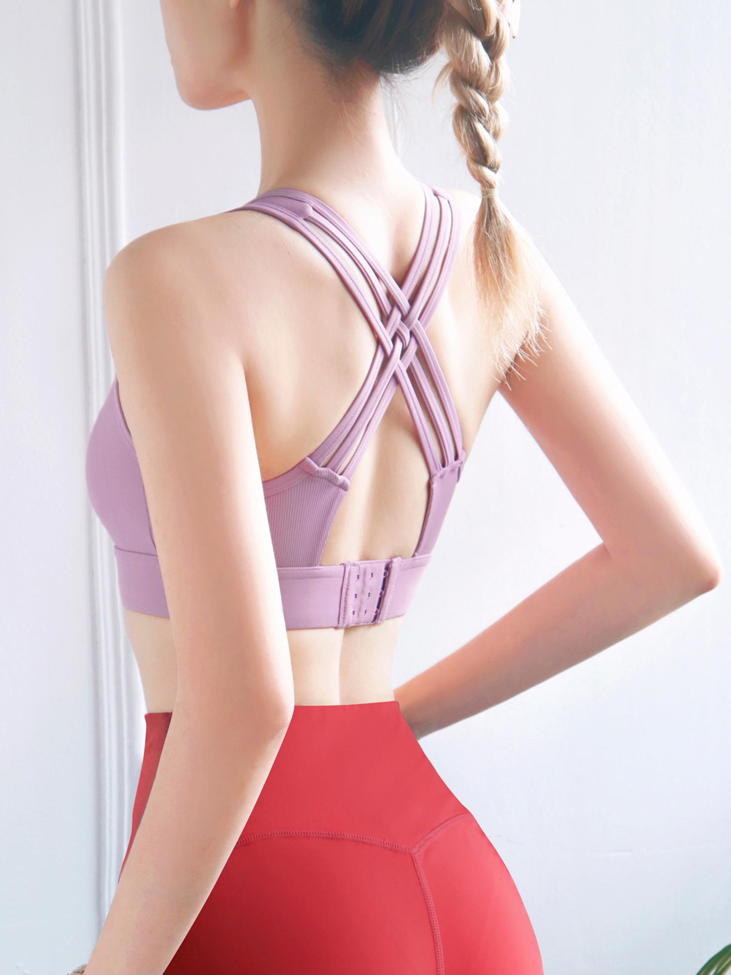 Phụ nữ Yoga Áo ngực Thể thao Gân V Cổ tập luyện Chạy bộ Dây miễn phí Áo vest thông thường