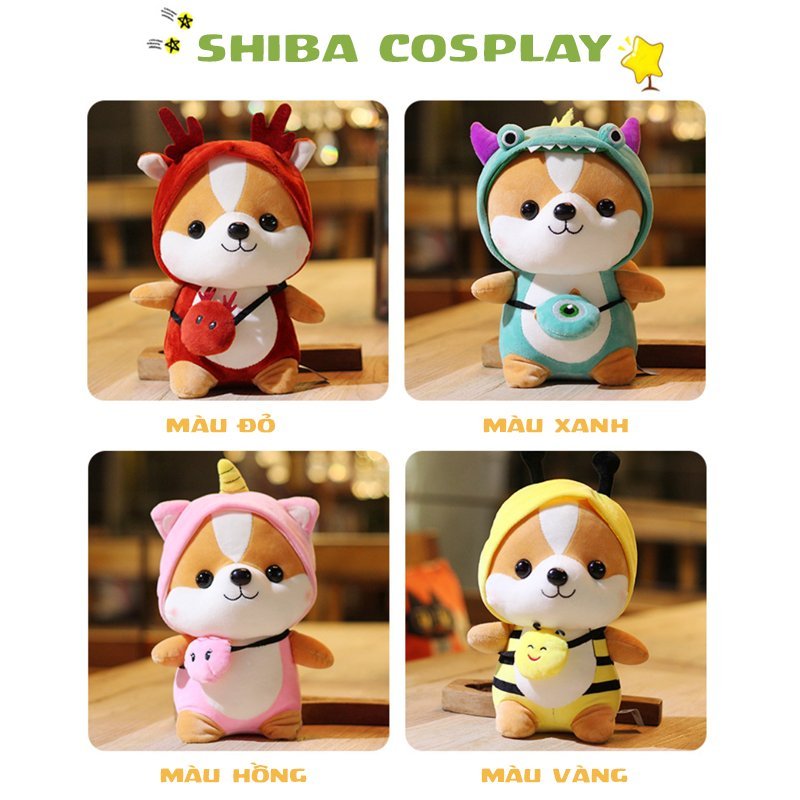 Gấu bông chó Shiba cosplay 25cm cao cấp - Đồ chơi thú nhồi bông chó Shiba cosplay bông gòn mềm mịn, bền đẹp, dễ sử dụng và an toàn cho trẻ nhỏ