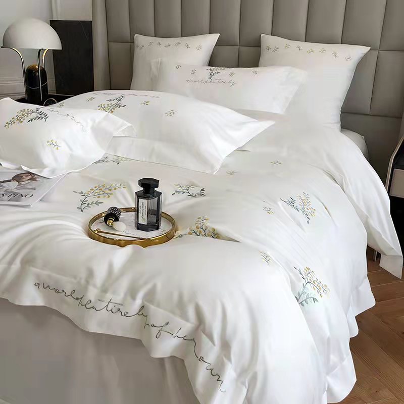 Drap Giường Lụa 80s Bộ Chăn Ga Gối Đệm 5 Món Chăn Chần Bông Lụa Nhà Hin Home Bedding