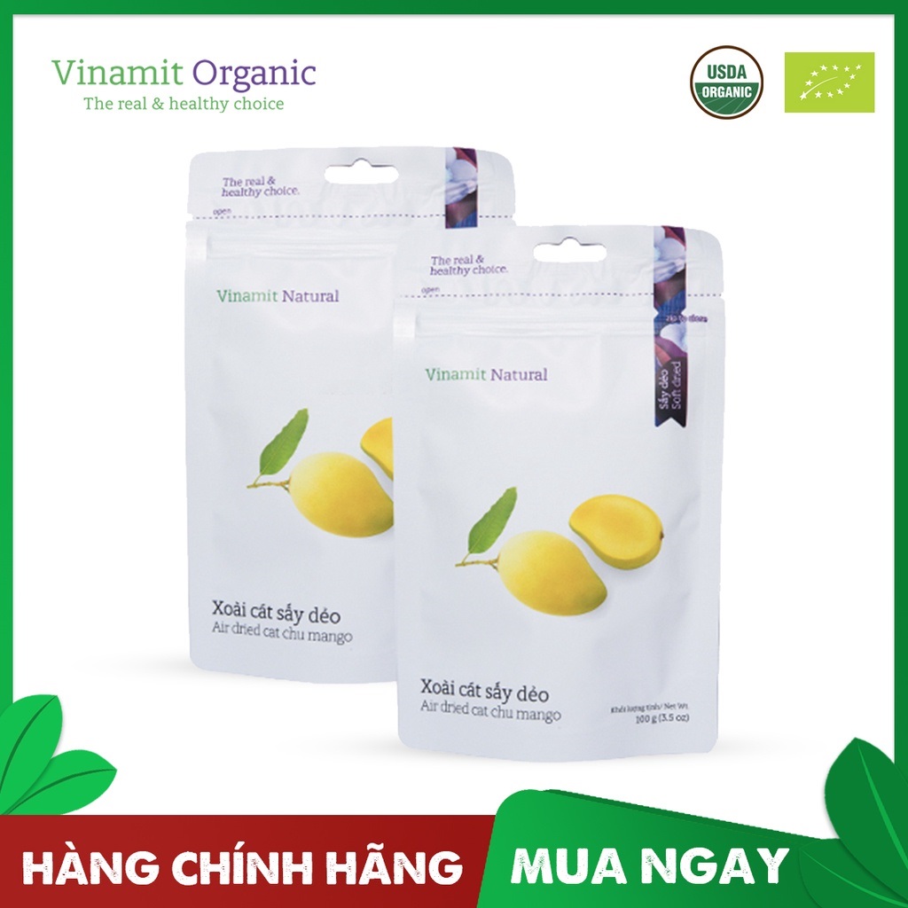 Xoài Sấy Dẻo VINAMIT 100g, xoài tươi nguyên chất không phụ gia hương liệu chất bảo quản