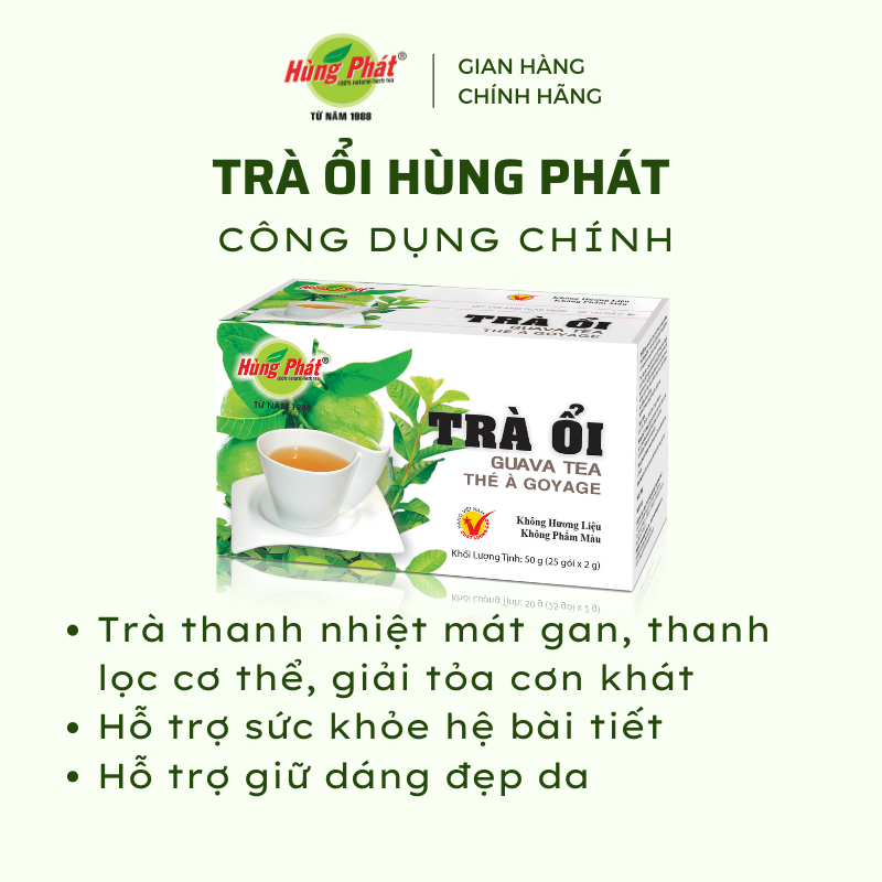 Trà Ổi Hỗ Trợ Thanh Nhiệt Cơ Thể Da Đẹp Dáng Xinh Hộp 25 gói - Trà Hùng Phát