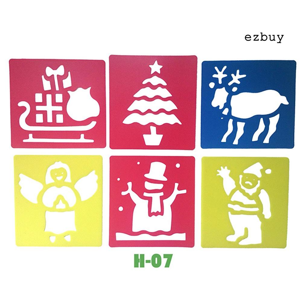 Set 6 Khuôn Vẽ Trang Trí Sổ Tay Diy Hình Ông Già Noel / Bông Tuyết / Thiên Thần Xinh Xắn Cho Bé