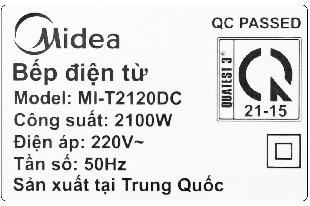 Bếp điện từ Midea MI-T2120DC (2100W) - Hàng Chính Hãng