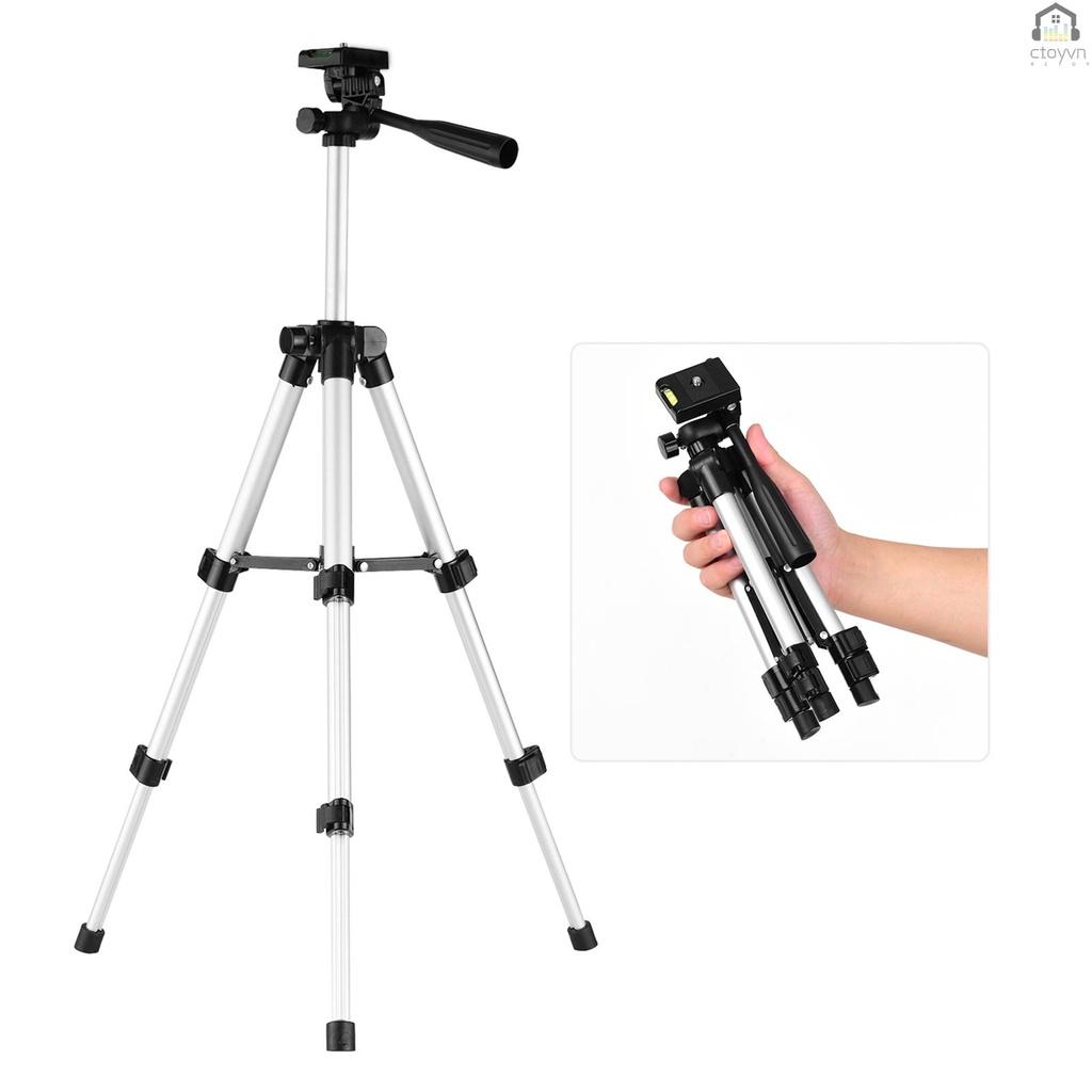 Giá đỡ ba chân để bàn mini bằng hợp kim nhôm có ốc vít điều chỉnh chiều cao 21cm-65cm kèm túi đựng cho điện thoại