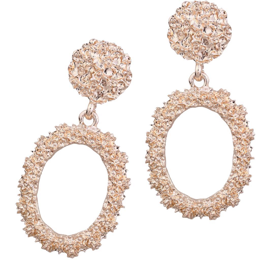 Dangle Earrings Women Fashion Oval Hoop Court Ear Drop Golden