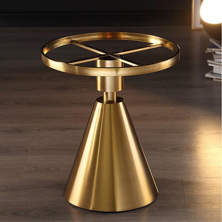 Bàn trà tròn mặt đá Titan khung thép mạ vàng sang trọng - Bàn góc sofa uống trà coffee decor trang trí phòng khách đẹp