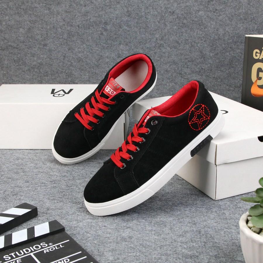 Giày sneaker nam đen sao đỏ chất lượng cao GN371 Gấu Nâu